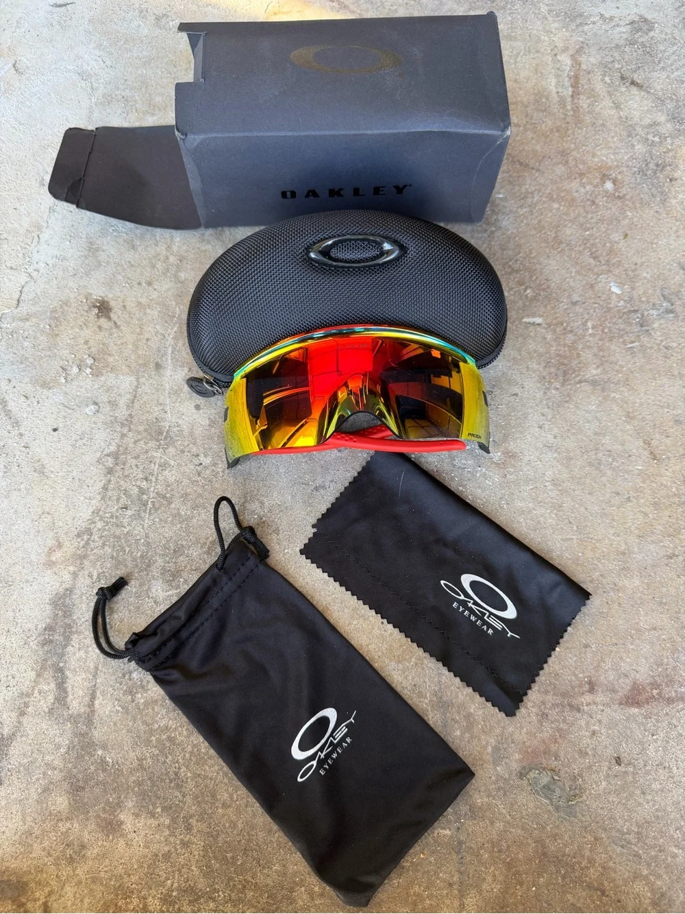 Oakley Kato Sunglasses Red Fire Iridium Prizm Polarized Lens Red Frame
